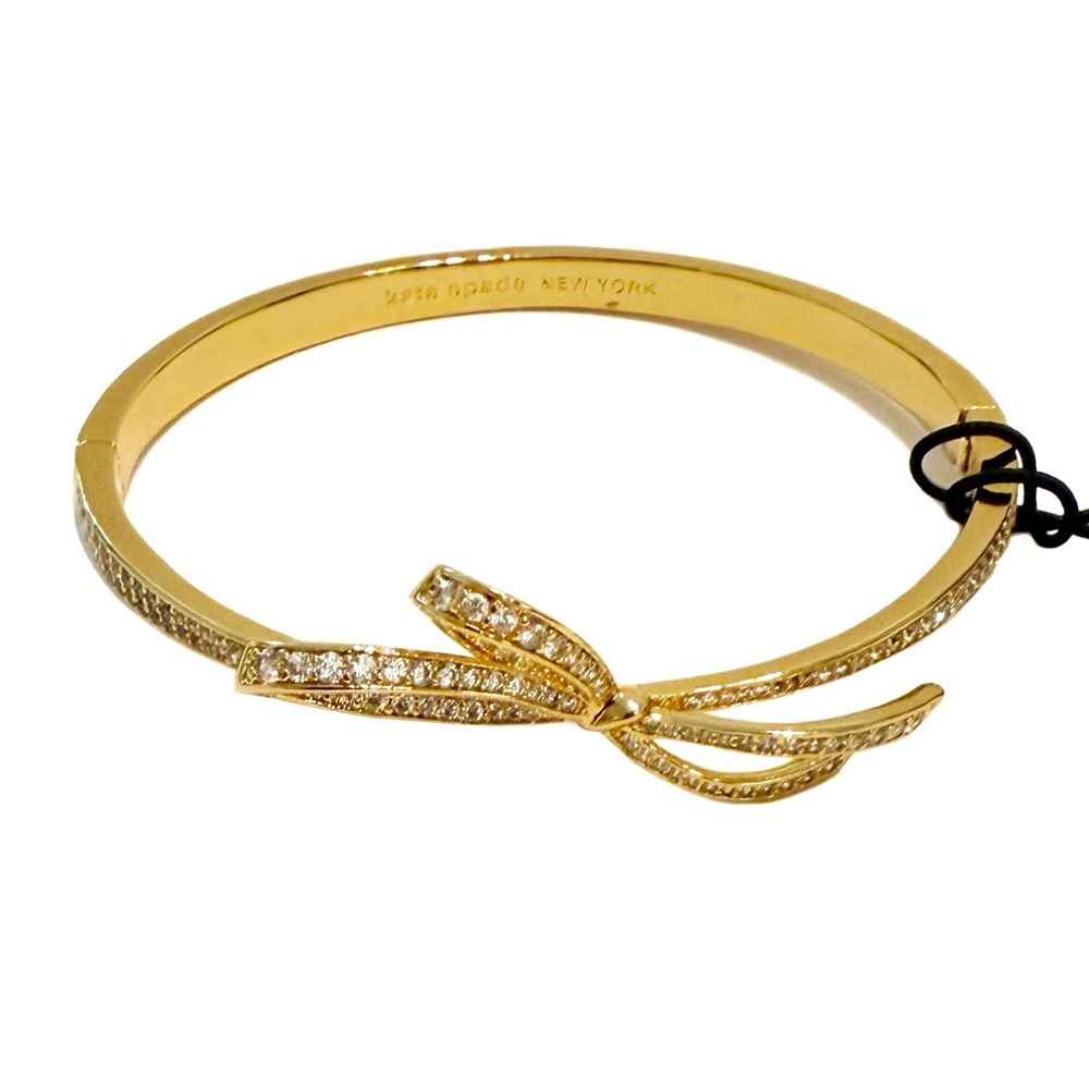 kate spade Gold Crystal Bow Bangle Bracelet NWT